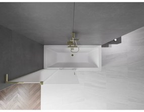 Mexen Velar L, 2-krídlová posuvná vaňová zástena 100 x 150 cm, 8mm sklo námraza, zlatá lesklá, 896-100-003-31-50