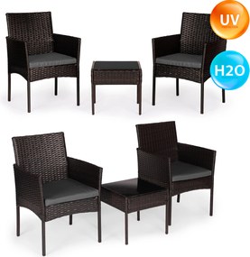 Technorattanový záhradný nábytok set 2 stoličky stôl tmavohnedý MultiGarden