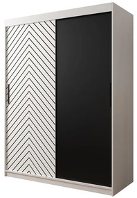 Skriňa Jodełka 150 biely/biely/čierna