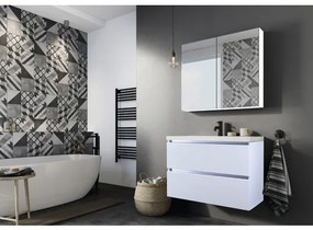 Kúpeľňový nábytkový set Vogue 100 cm s keramickým umývadlom 2 otvormi na kohúty biela vysoko lesklá