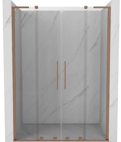 Mexen Velar L Duo, posuvné sprchové dvere do otvoru 140 cm, 8mm číre sklo, medená matná, 871-140-003-02-65