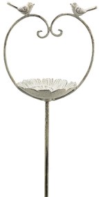 Zapichovacie napájadlo pre vtáky Love, 104x22 cm, kov, biela