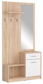 Predsieňová zostava BRW Nepo Plus 16 (dub sonoma + biela) . Akcia -30%. Vlastná spoľahlivá doprava až k Vám domov. 1098341