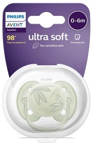 Dojčenský cumlík Ultrasoft Premium Avent 0-6 mesiacov listy