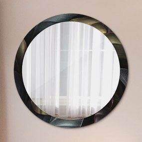 Okrúhle ozdobné zrkadlo Tmavé tropické listy fi 100 cm