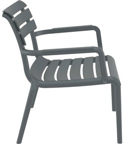 PARIS záhradné lounge kreslo s podrúčkami dark grey