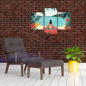 Obraz - Jogínka na pláži (90x60 cm)