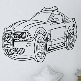 Veselá Stena Samolepka Policajné autíčko detské Farba: černá, Veľkosť: 40 x 31 cm