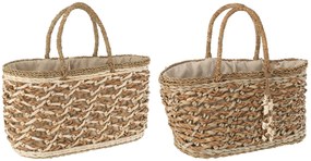 2ks plážová pletená rákosová taška/košík Beach Bag natural - 50*23*50cm