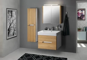 Sapho Sapho, MEDIENA umývadlová skrinka 57x50,7x48,5cm, biela matná/dub natural, MD062