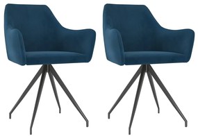 Jedálenské stoličky 2 ks, modré, zamat