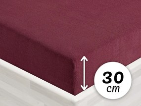 Froté napínacie prestieradlo na vysoký matrac FR-011 Bordó 180 x 200 - výška 30 cm