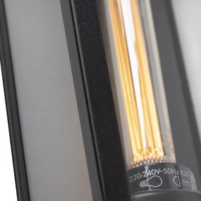 Moderná obdĺžniková vonkajšia nástenná lampa čierna so sklom - Rotterdam Long