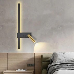 Toolight Toolight, LED nástenné svietidlo 8W, 4000K, APP1439-W RIGHT, čierna-zlatá lesklá, OSW-04777
