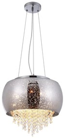 Závesné svietidlo Starlight, 1x kryštáliky/chrómové sklenené tienidlo, ch