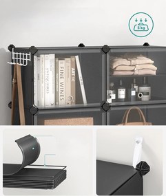Modulární botník Lux s 8 dvířky čirý/černý