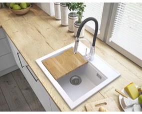 Gamma Modern 5055, 1-komorový granitový drez 560x500x210 mm, biela, GMA-ZM-55-WH