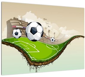 Sklenený obraz - Futbalové ihrisko (70x50 cm)