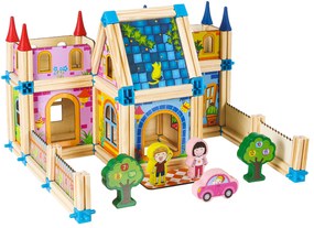 WELLHOX Drevené stavebné bloky Domček 6 v 1 DELTA-CC125M14