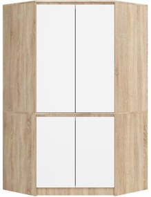 Rohová šatníková skriňa CLP 100 cm 4D dub sonoma/biela