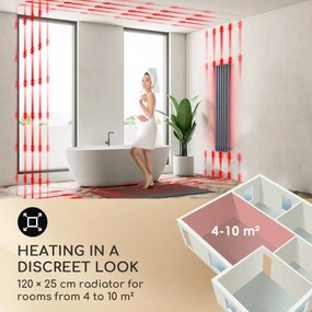 Besoa Delgado, radiátor, 120 x 25, 508 W, teplá voda, 1/2", 4 – 10 m², sivý