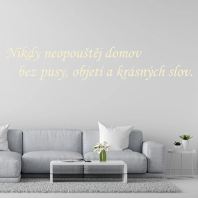 Veselá Stena Samolepka Nikdy neopúšťaj domov bez pusy, objatia a krásnych slov Farba: béžová, Veľkosť: 40 x 12 cm
