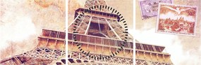 Obraz - Pohľad z Paríža (s hodinami) (90x30 cm)