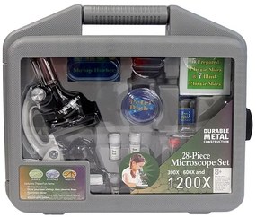 LEAN TOYS Mikroskop v kufri, 28 prvkov