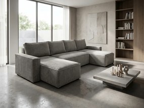 Svetlá sivá sedacia súprava do U SMART COSARO 295x140 cm