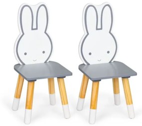 ECOTOYS Detský drevený stolík Bunny + 2 stoličky