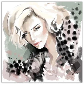 Gario Obraz na plátne Žena Blonde Face Fur Fashion - Irina Sadykova Rozmery: 40 x 40 cm