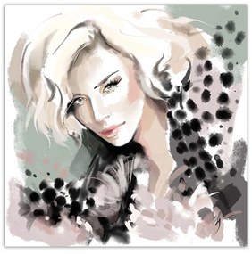 Gario Obraz na plátne Žena Blonde Face Fur Fashion - Irina Sadykova Rozmery: 60 x 60 cm
