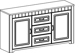 Široká komoda Atik, dub riviera