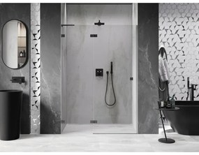 Mexen, Mexen Lunar L Otočné ľavé sprchové dvere 135 cm, transparentné, pištoľový kov - 834L-135-000-95-00-L