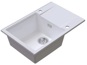 Sink Quality Sink55, kuchynský granitový drez 680x460x215 mm, biela, SKQ-SINK.W.1KDO
