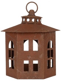 Hrdzavý kovový lampáš Brocante rust - Ø 19*22 cm