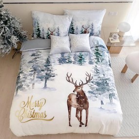 3 dielne 3D obliečky Polycotton Vianočné Jeleň 200x140cm+90x70cm
