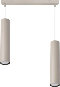 Závesné svietidlo Tuba, 2x béžové kovové tienidlo