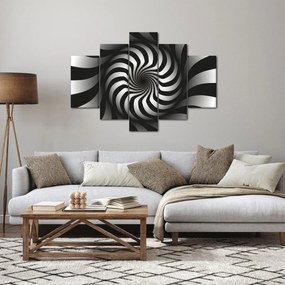 Abstraktný obraz čiernobiele špirály (150x105 cm)