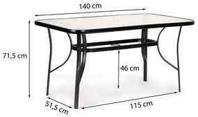 ModernHome Záhradný stôl vlnitý sklenený 140x80cm terasa balkón