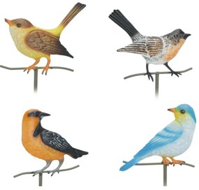 ProGarden Zapichovacia záhradná dekorácia Birds, sada 4ks, 45 cm, kov, viacfarebná