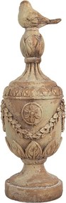 Rustikálna ozdobná váza / urnička s vtáčikom v provensálskom štýle – Ø 12*36 cm