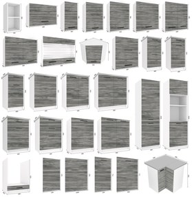 Kuchynská skrinka Belini spodná so zásuvkami 60 cm šedý antracit Glamour Wood s pracovnou doskou  TOR SDSZ1-60/0/WT/GW/0/B1