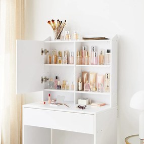 Toaletný stolík so zrkadlom a zásuvkou, Kozmetický stolík moderný, biely