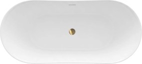 Rea Lusso Slim, voľne stojaca vaňa 170×74 cm + medený click-clack, biela lesklá, KPL-W8504