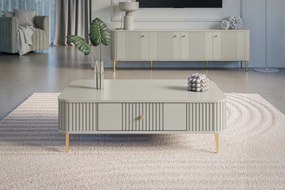 Konferenčný stolík so zásuvkou Vesper 103x60 cm - kašmír / zlaté nohy