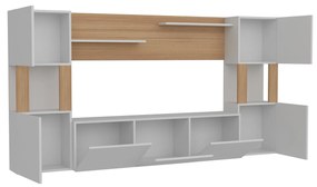 Obývacia stena Loreena (biela + teak) . Vlastná spoľahlivá doprava až k Vám domov. 1102294