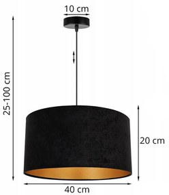 Závesné svietidlo MEDIOLAN, 1x čierne/zlaté textilné tienidlo, (fi 40cm)