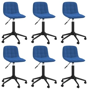 Otočné jedálenské stoličky 6 ks modré zamatové 3087347