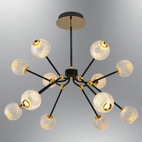 LED luster na tyči GELA 12xLED/5W/230V 3000K čierna/zlatá